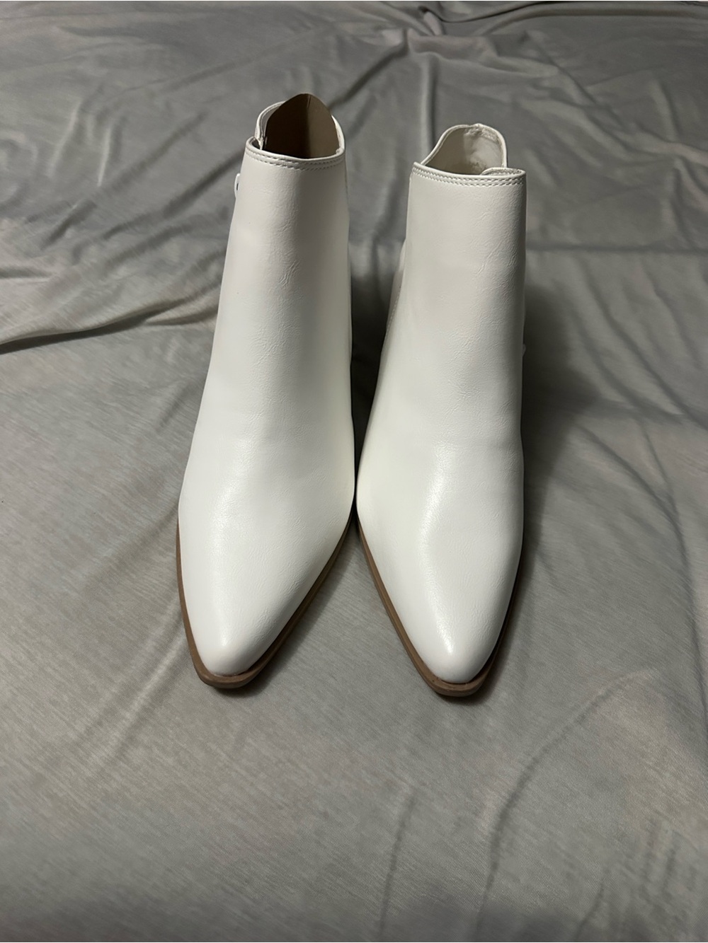 Minimalist White Pointed Ankle Booties for Women